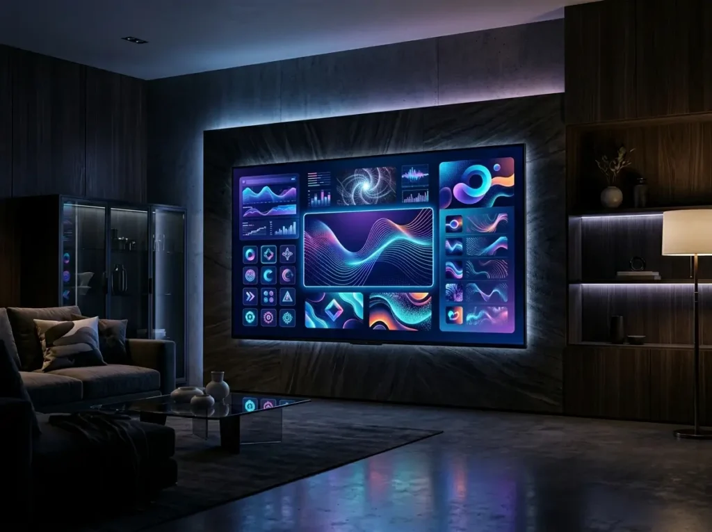 Modern Best IPTV UK media environment with fictional ultra HD streaming visuals